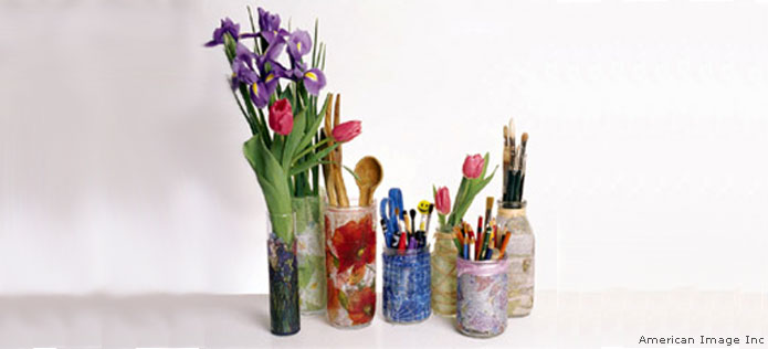 Recycled glass vases