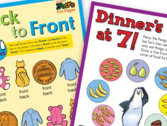 Shows sample pages of Zootles Penguins activities.