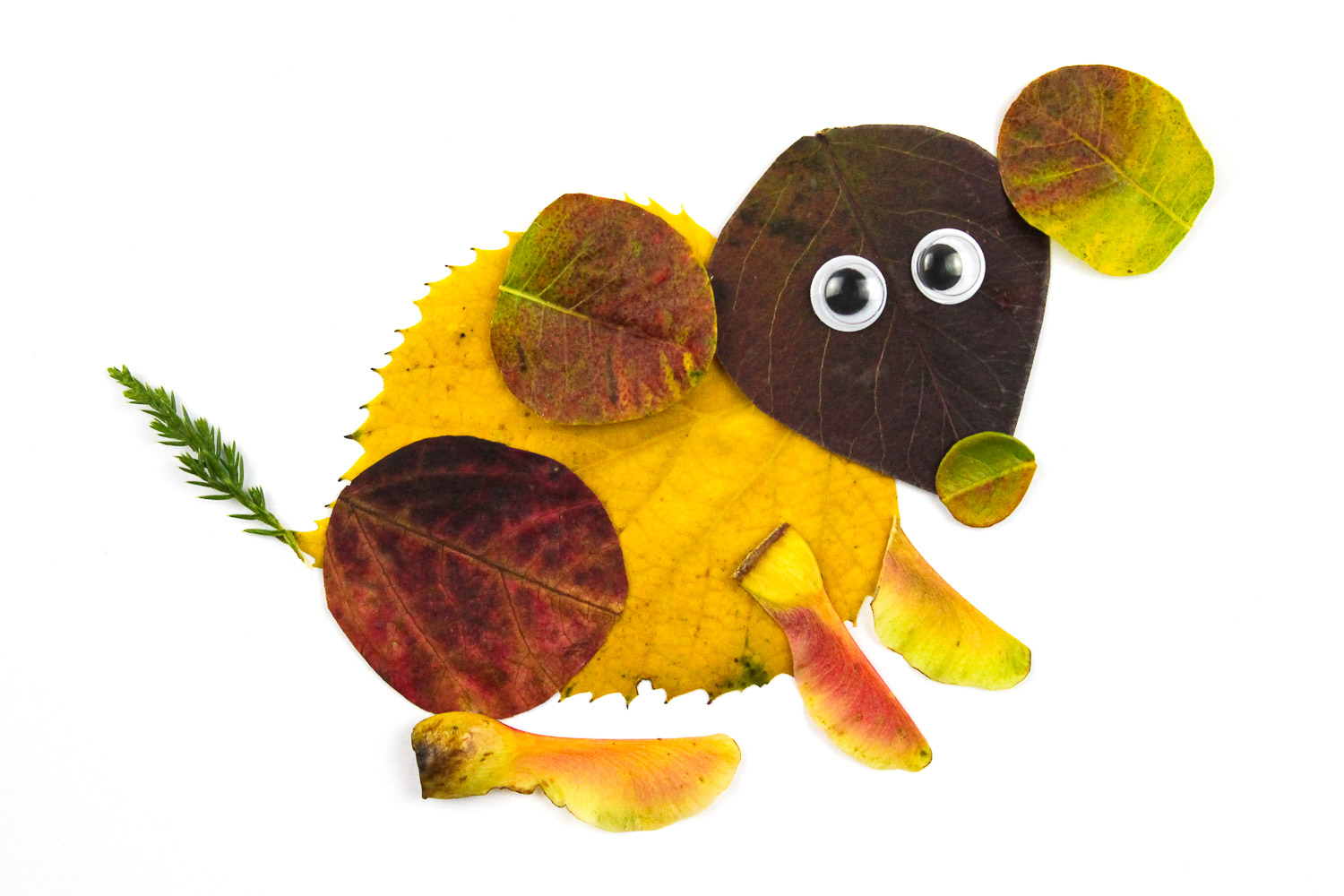 mouse made out of fall leaves