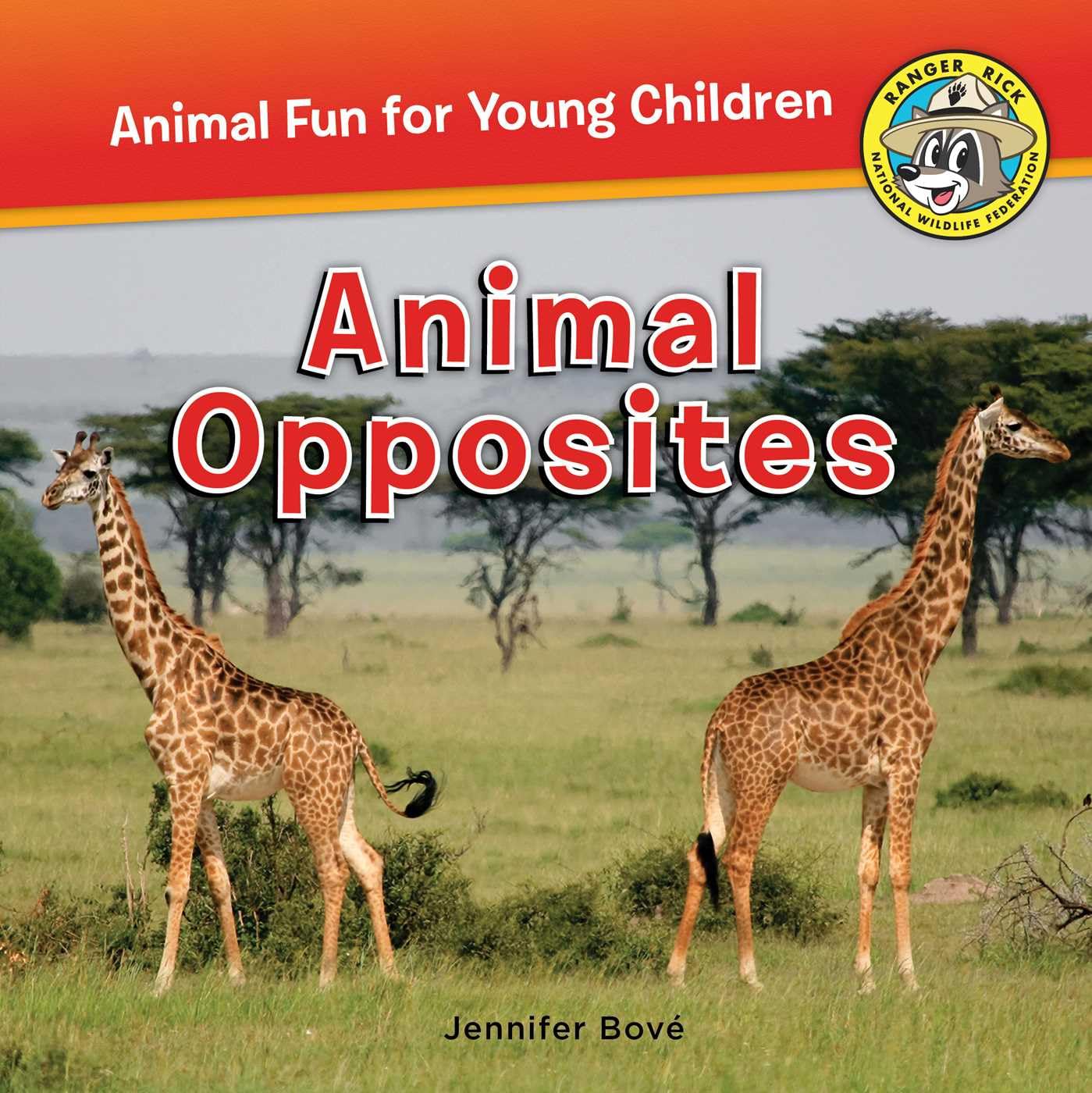 Animal Opposites book cover showing two giraffes