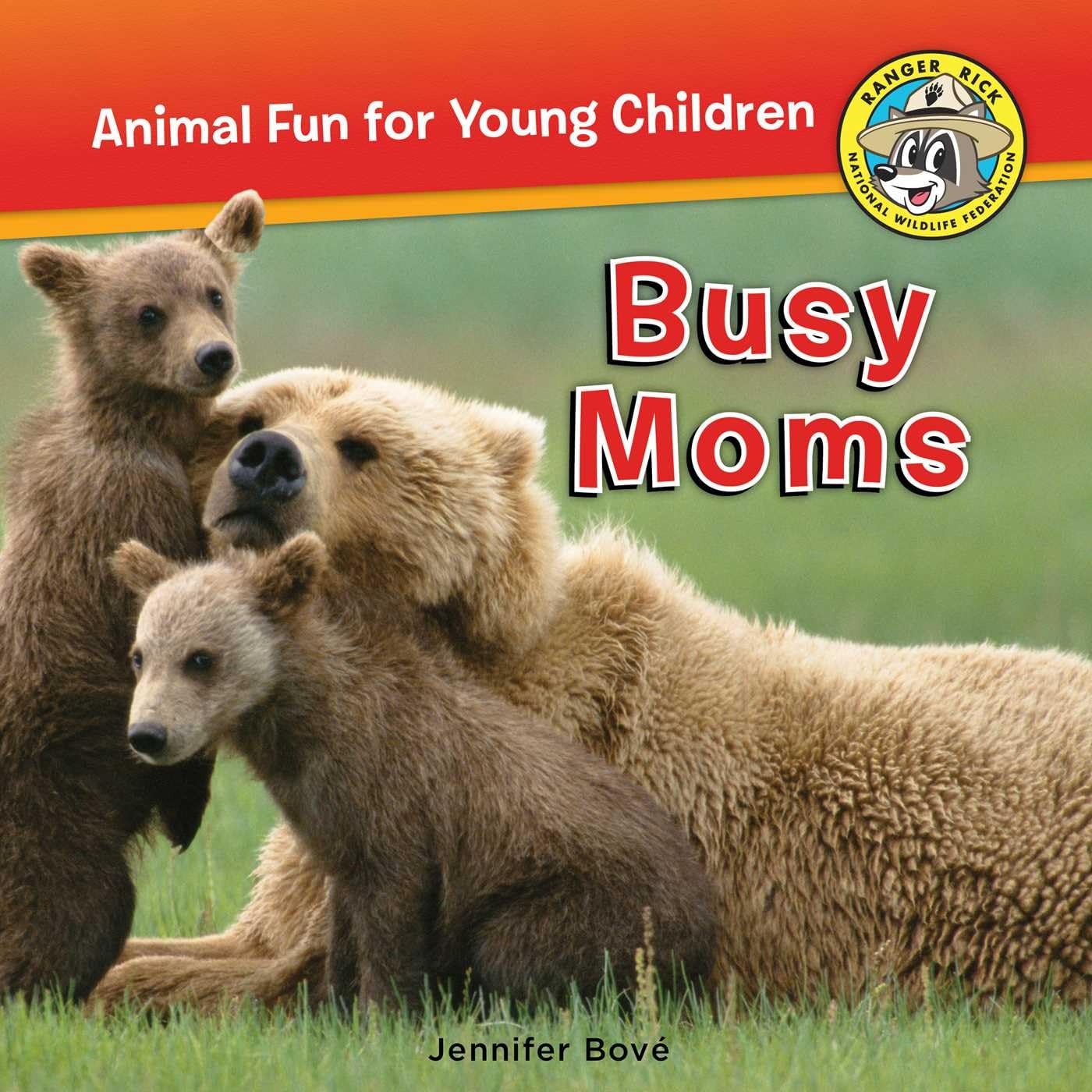 Busy Moms book cover showing a bear with two cubs
