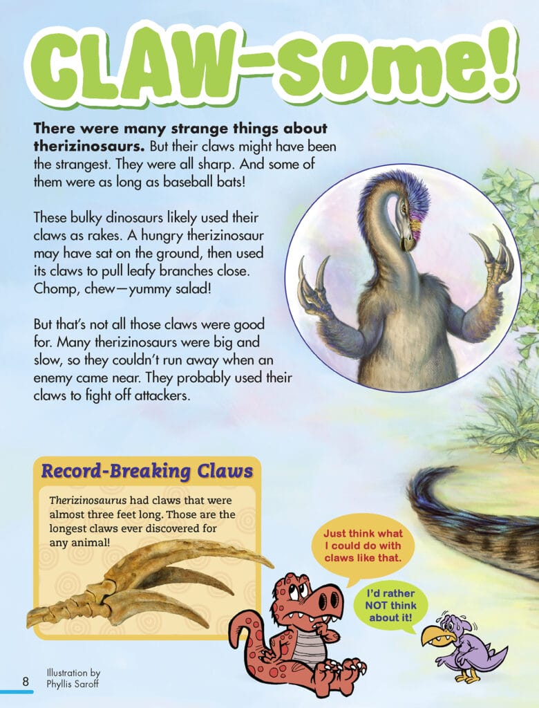 illustrations of Therizinosaur sharp claws